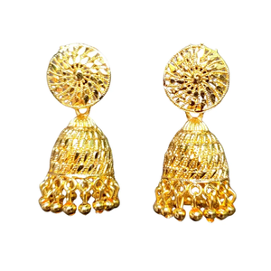 Juego de aretes Super Ofertas con aretes Jhumka chapados en oro de 22CT, joyería para mujer, ropa de exportadores indios - Product Image 1