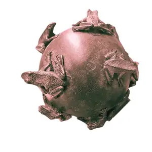 El yapımı bronz küre püskül kurbağalar ve özelleştirilebilir patina döküm İtalya'da ev dekorasyon için diam.10 cm
