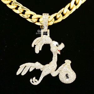 VVs claridad redondo corte brillante Moissanite diamantes 925 plata esterlina personalizado dibujos animados colgante chapado en oro helado estilo Hip Hop - Product Image 2