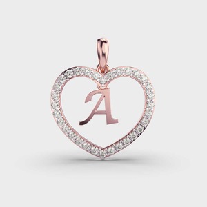 Colgante con Inicial de Corazón de Diamante Cultivado en Laboratorio con Certificado IGI en Oro Rosa/Amarillo y Blanco de 14K, Collar con Alfabeto Personalizado para Mujer - Product Image 5