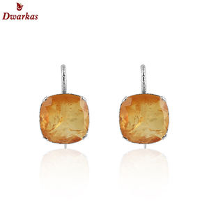 Elegantes pendientes de joyería de plata de ley 925 doblete citrino cuarzo piedra preciosa textura banda pendiente colgante - Product Image 2