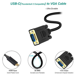 <span class=keywords><strong>Cable</strong></span> Adaptador convertidor macho a <span class=keywords><strong>VGA</strong></span>, <span class=keywords><strong>Thunderbolt</strong></span> 3 tipo C a <span class=keywords><strong>VGA</strong></span> - Product Image 3