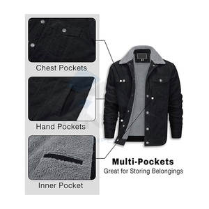 <b>Mens</b> Corduroy Jackets <b>Sherpa</b> Lined Winter Coats Thermal Warm <b>Fleece</b> Jacket Casual Lapel Trucker Style Outerwear for Cold Weather - Product Image 4