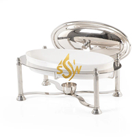 Antike handgemachte Chafing Dish mit Metallplatte Woodem & MOP Food Warmer Buffet Catering Edelstahl hängenden Chafing Dish Deckel