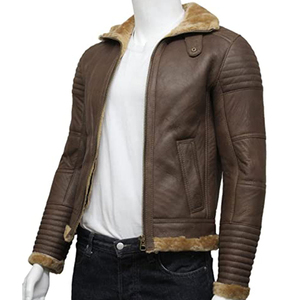 Veste en fourrure en cuir pour hommes personnalisée veste en cuir à bulles de couleur en peau de mouton véritable - Product Image 3