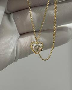 สร้อยคอเพชรเม็ดเดี่ยวสำหรับผู้หญิงสุดอินเทรนด์14K สีเหลืองสร้อยคอโซ่ชั้นดีผ่านการรับรองจาก IGI ดีไซน์ใหม่ - Product Image 3