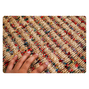 Tapis en jute naturel multicolore tissé à la main avec fil PET Tapis écologique durable pour chambre à coucher, salon et décoration intérieure - Product Image 6