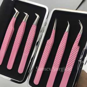 Pinzas de Alta Calidad con Punta de Fibra para Pestañas, Acero Inoxidable y Almacenamiento de Múltiples Piezas, Pinzas para Injerto de Pestañas - Product Image 1