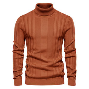 Pull-over en tricot décontracté à col haut pour hommes, nouveau style de sous-couche chaude, couleur unie, décoration tissée, grande taille, hiver - Product Image 3