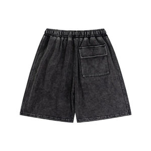 <b>Men's</b> <b>Long</b> Acid Wash <b>Shorts</b> With Pockets Elastic Waist High Street Style French Terry Sweat <b>Shorts</b> - Product Image 5
