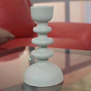 Portavelas decorativo minimalista moderno, candelabro de cemento hecho a mano para decoración del hogar, adorno de centro de mesa - Product Image 1