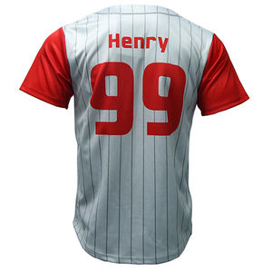 Camiseta de béisbol con logotipo bordado personalizado de alta calidad para hombres, camiseta de béisbol impresa con diseño de tira de sublimación OEM transpirable - Product Image 3