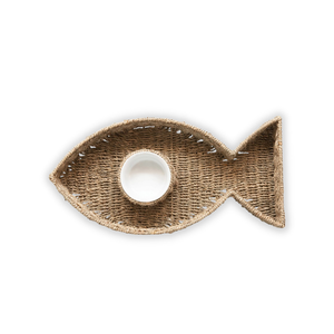 ถาดเสิร์ฟรูปปลาทำจากพอร์ซเลนสไตล์เรสติก ปี 2023 ดีไซน์สี่เหลี่ยมผสมหญ้าทะเล ผลิตตามสั่ง ขายดี ใช้สำหรับใส่ซอส ชิปส์ ใช้ในบ้าน งานฝีมือ - Product Image 1