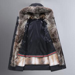 เสื้อโค้ทพาร์กาฤดูหนาวสำหรับผู้ชาย หนังแกะแท้ บุขนแกะ ผ้าแคนวาส ความยาวปานกลาง ดีไซน์ถอดประกอบได้ ให้ความอบอุ่น กันน้ำ - Product Image 2