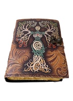 Mère De Terre Imprimer Blanc Sort Livre Des Ombres Deckle Art Papier Vintage En Cuir Véritable Journal Cahier Antique Laiton C-Lock
