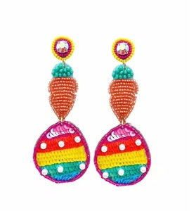 Meilleures boucles d'oreilles pendantes colorées à perles pour femmes, bijoux de fête bohèmes, motif arc-en-ciel, strass en cristal - Product Image 1