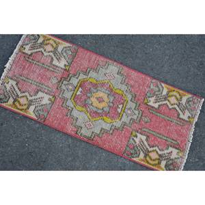 Alfombra turca Vintage tradicional roja 1,3x2,8 pies área grande respaldo de látex de lana 10mm de espesor patrón de retazos para habitación de pasillo - Product Image 4