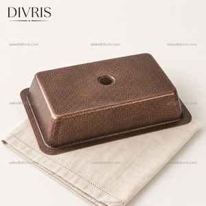 Évier de cuisine rectangulaire en cuivre martelé fait main, à encastrer, finition mate, design rustique, un trou, 20,75 x 14,75 po - Product Image 4