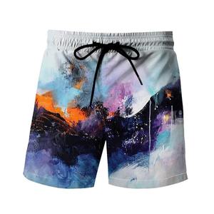 Short de bain décontracté pour homme, taille mi-haute, motif tie-dye uni, séchage rapide, respirant - Product Image 3