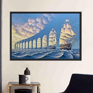 Tableau sur toile imprimé moderne - Design Sky Bridge pour la décoration de la maison, 1P : encadré noir - Product Image 1