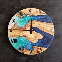 Horloge en résine de bois d'olivier, décoration d'intérieur