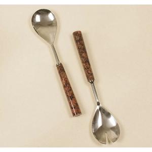 Ustensiles de cuisine de pendaison de crémaillère 18/10 acier inoxydable serveur de salade avec poignée en résine Logo personnalisé cuillère à salade fourchette ensemble outils de cuisine - Product Image 2