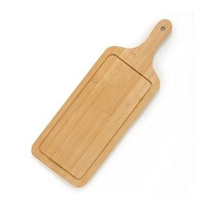 Assiette à pizza de service ronde unique avec poignée au prix de gros plateau de service en bois de meilleure qualité avec vernis brillant - Product Image 4