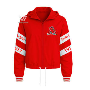 Wholesale Greek Delta | Sigma | Theta DST Sorority Clothing Embroidered Hooded Panel Jacket - Product Image 1