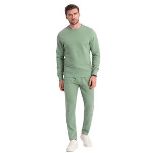 Ensemble 2 pièces décontracté pour homme : Sweat-shirt et pantalon de jogging en coton respirant, broderie personnalisée, col rond, pour le sport et le fitness - Product Image 1