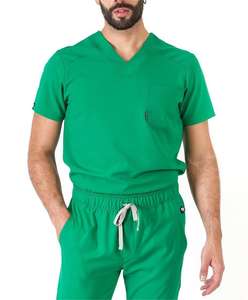 Costumes de gommage unisexe col en V en coton à séchage rapide, top ventes, ensembles de gommage d'allaitement OEM, costumes de gommage médical en spandex avec logo personnalisé - Product Image 4