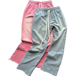 Logo personnalisé Joggers pantalons de survêtement 100% coton polaire lavage à l'acide Baggy empilé Flare pantalons de survêtement pour hommes pantalons lavés 2025 - Product Image 1