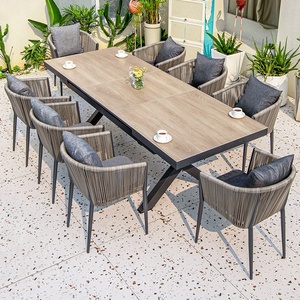 Ensemble de salle à manger de jardin de luxe moderne pour 8 personnes, extensible, nouveau design, <span class=keywords><strong>table</strong></span> et chaises en <span class=keywords><strong>aluminium</strong></span> pour terrasse - Product Image 2