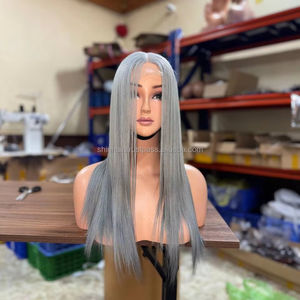 100% Color gris vietnamita crudo 18 pulgadas hueso recto pelucas de cabello humano doble dibujado proveedor de longitud larga - Product Image 1