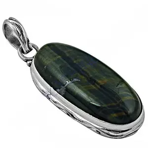 Pendentif en argent sterling 925 pour femmes, œil de faucon, fait à la main, bijoux en or rose, pierre précieuse avec pendentif en diamant taille émeraude - Product Image 1