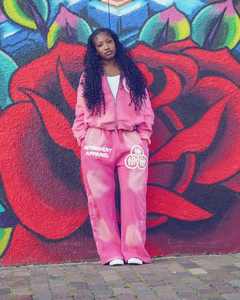 ชุดวอร์มออกแบบได้ตามต้องการสำหรับผู้ชายชุดวอร์มและมีฮู้ดแบบมีซิปรูดทรงหลวมแนวสตรีทชุดวอร์มกางเกงขาบานแนววินเทจ - Product Image 1