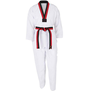 Venta al por mayor de ropa de Taekwondo hecha de algodón totalmente personalizada, ropa de lucha, uniforme de Taekwondo de artes marciales barato de buena calidad - Product Image 1
