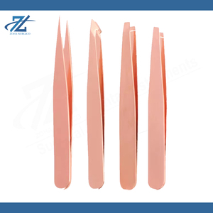 Pince à épiler pour sourcils de haute qualité, pointe inclinée, acier inoxydable, lot de 4, réutilisable, durable, Zoha Surgico, logo personnalisé - Product Image 3