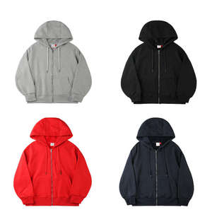 Haute qualité personnalisé couleur lourde 400g polaire doublé pleine fermeture éclair sweats à capuche unisexe surdimensionné cordon sweats à capuche - Product Image 2