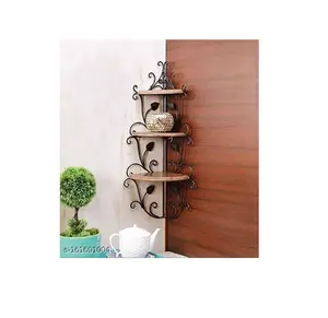 Metal and wood Decoration Items Metal design Leaf Plant 3D Wall Art Hangings For Living Room Wall Decoration Home