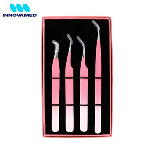 Nouvelle conception de pince à cils de bonne qualité pince à épiler d'extension de cils en acier inoxydable à revêtement rose BY INNOVAMED - Product Image 3