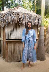 Caftán bordado de diseñador para mujer, vestido de fiesta de algodón de talla grande, estampado Floral, tres cuartos de pantorrilla, vacaciones informales - Product Image 4