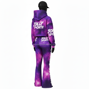 Sweat à capuche court en polaire de polyester de haute qualité pour femmes, imprimé galaxie, 300 GSM, avec logo personnalisé, survêtement, taille plus - Product Image 5