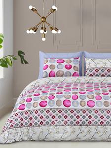 Pure Cotton <b>Gold</b> Print King Size Flat Sheet with 2 <b>Pillow</b> Cases Durable Printed Elegant Luxury Bed Sheets for Home - Product Image 3