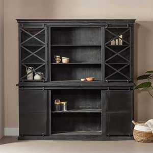 Mangohouten Milan Buffetkast 260 cm Design en bois noir antique - Product Image 3