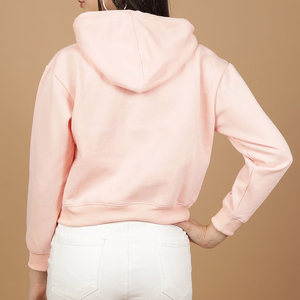 Sudaderas con capucha recortadas en blanco personalizadas al por mayor para mujer, ropa de entrenamiento, sudaderas con capucha con top recortado para mujer, servicio OEM - Product Image 4