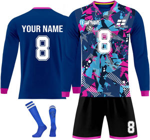 Custom Designed Breathable 100% Polyester Unisex Sports <b>Football</b> Jersey Soccer Uniforms V-neck Half Sleeve Quick Dry Full - Product Image 1