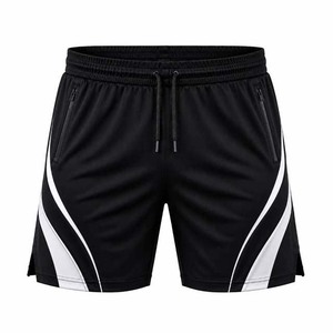 Men's Purple Sport <b>Shorts</b> With White Stripes Quick Dry Drawstring Closure <b>Zipper</b> Pockets - Product Image 4