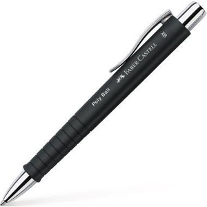 Stylo bille Faber-Castell Poly Ball 0,5 mm M bleu, encre noire résistante aux documents, corps noir - Product Image 1