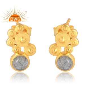 Vente chaude 925 Sterling Silver Natural Labradorite Gemstone Stud Boucle d'oreille Fabricant de bijoux personnalisés - Product Image 1