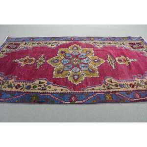 Tapis turc, tapis d'appoint 3,3x6,2 pieds, tapis en laine rouge et bleu - Product Image 3